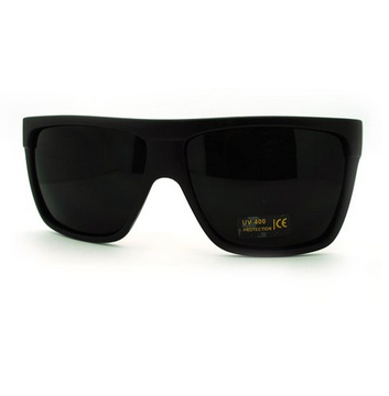 SUPER Dark Black Lens Sunglasses Flat Top Square Oversized Mob Style